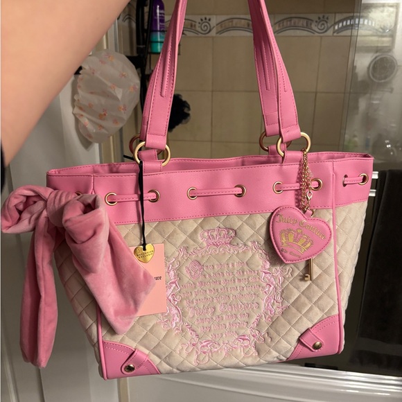 Juicy Couture Handbags - Juicy Couture Pink and Beige Quilted Daydreamer
